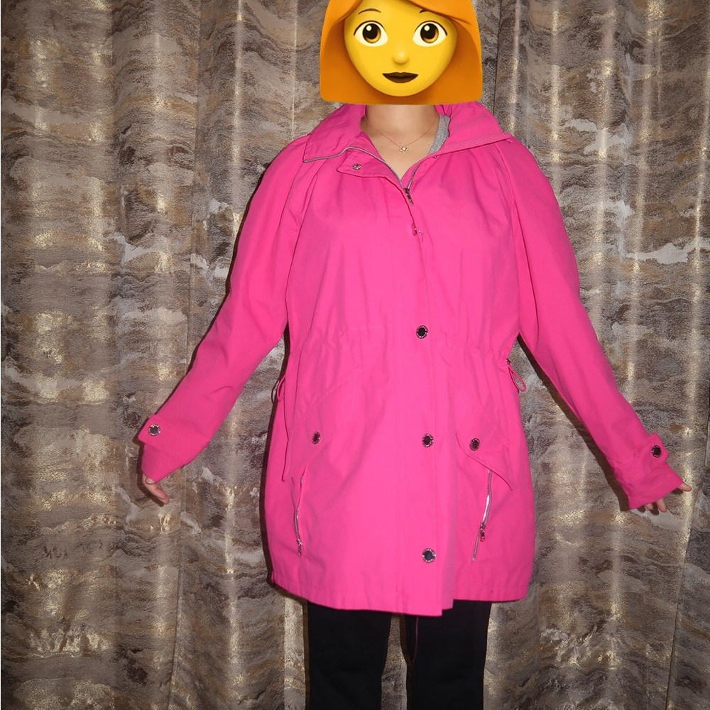 London Fog Women's Bright Pink Utility Rain Coat